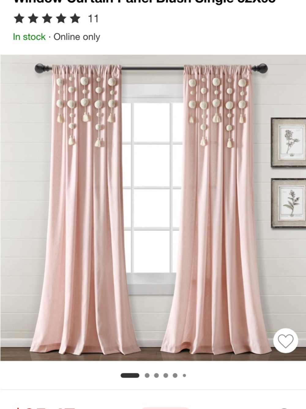 1 unit, Decor Boho Pom Pom Tassel Linen Window Curtain Panel Nursery, Girl NEW